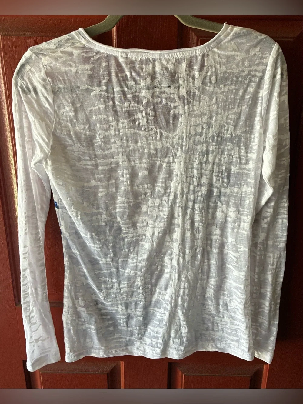 Panhandle Slim White Burnout Long Sleeve Western Graphic Tee Rhinestone Medium